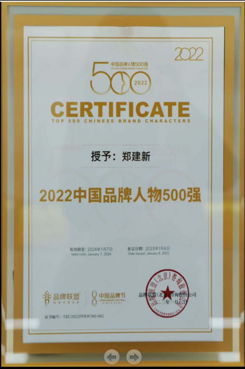 2022年中国品牌人物500强 